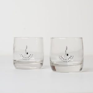 Pair of Freeland Spirits logo rocks glasses